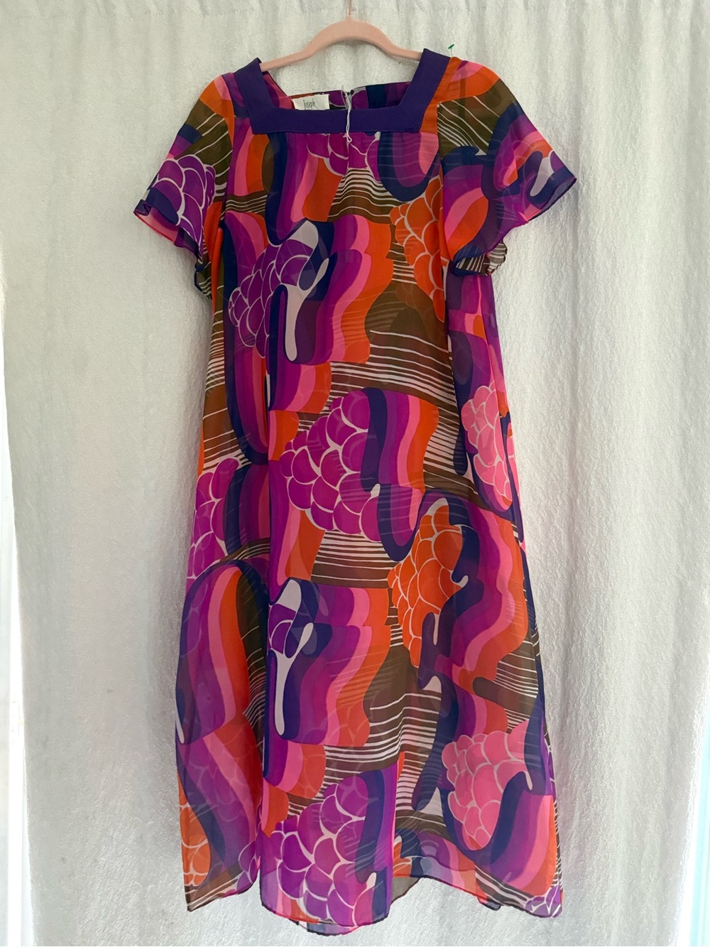 Joseph Retro Wave Midi Dress in Pink, Purple & Orange